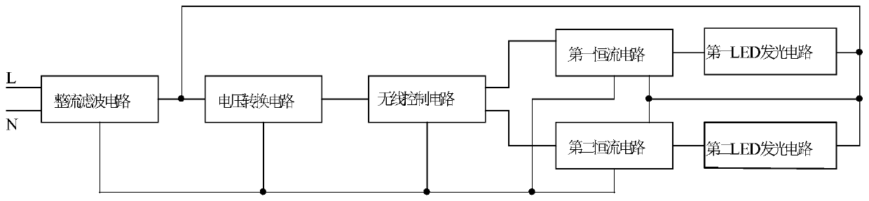 LED filament lamp circuit with remote dimming