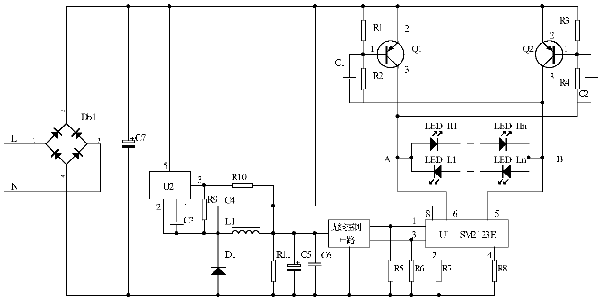 LED filament lamp circuit with remote dimming