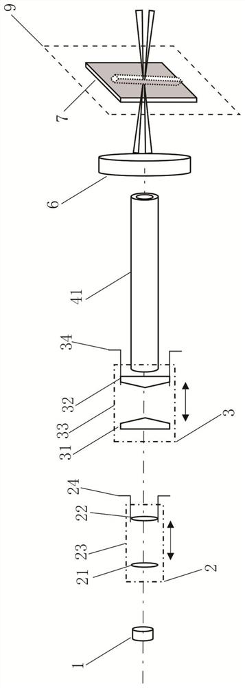 Laser joint cutting device with adjustable machining size and controllable taper