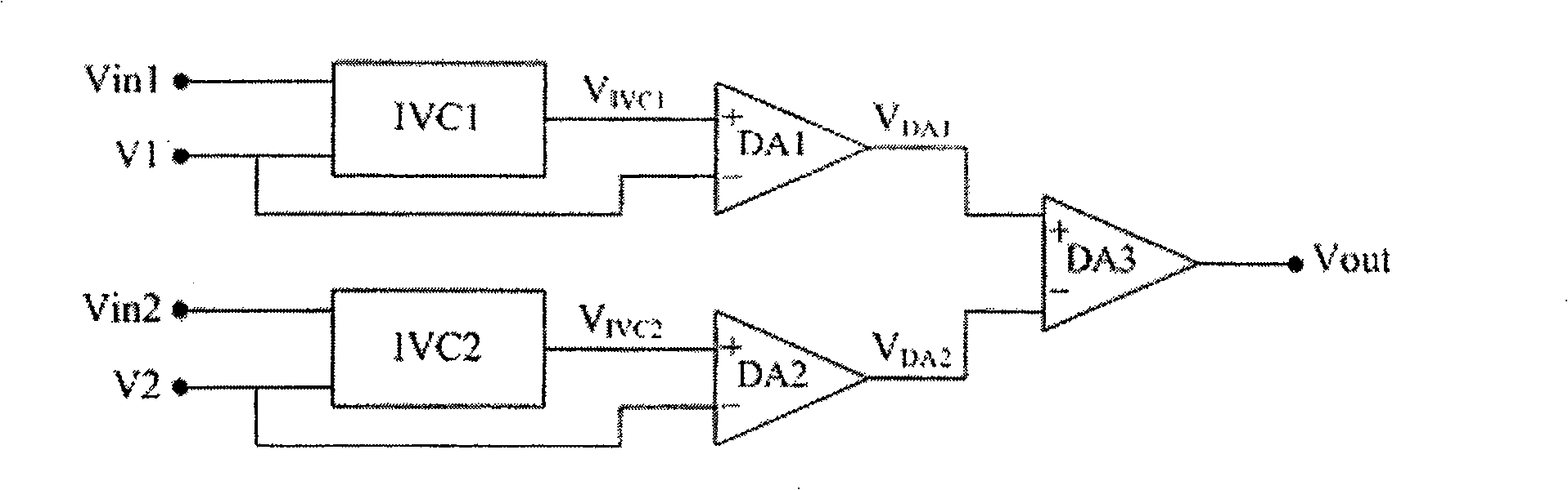 Double passage differential anti-jamming current amplification circuit