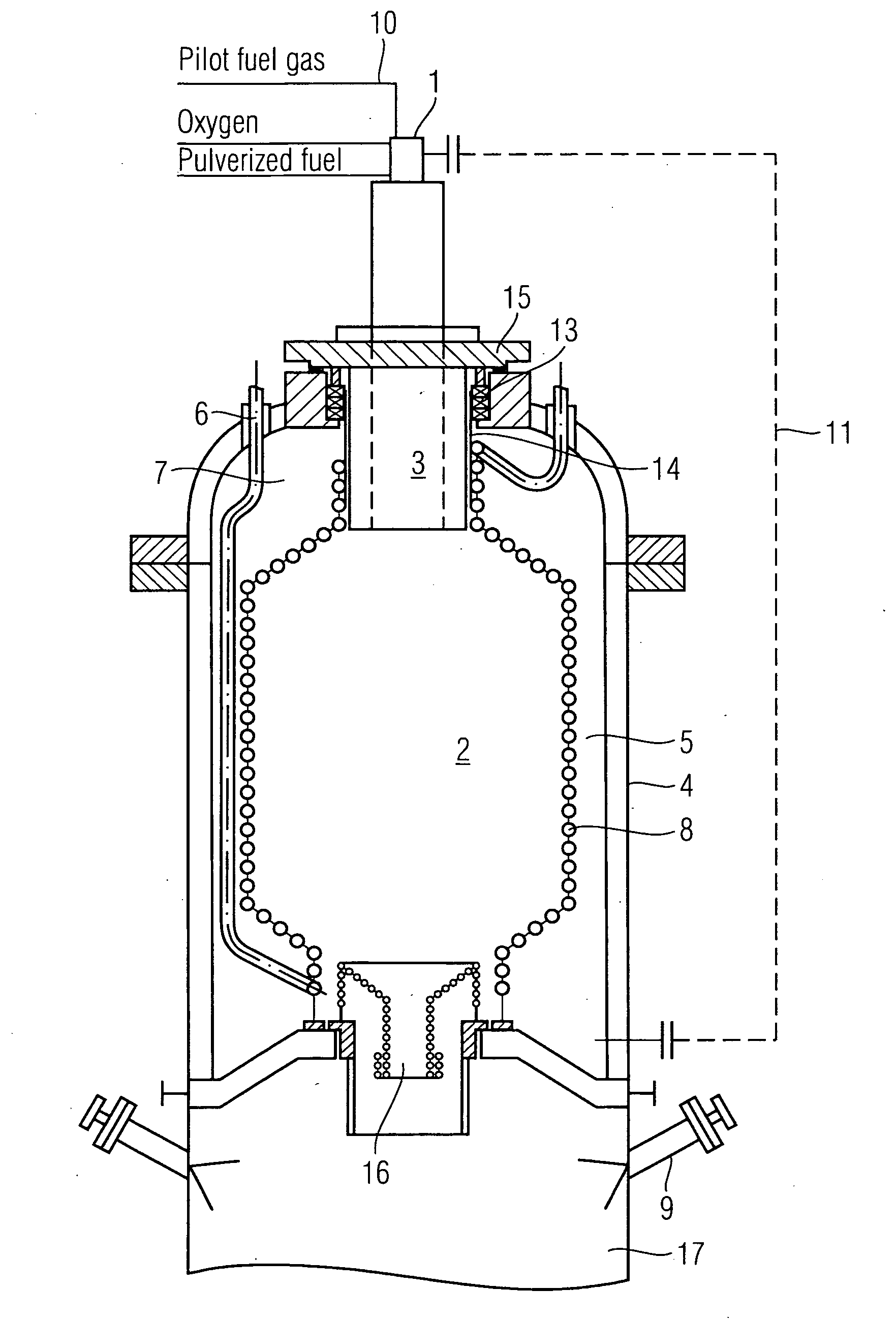Entrained-flow gasifier with cooling screen and sliding seal