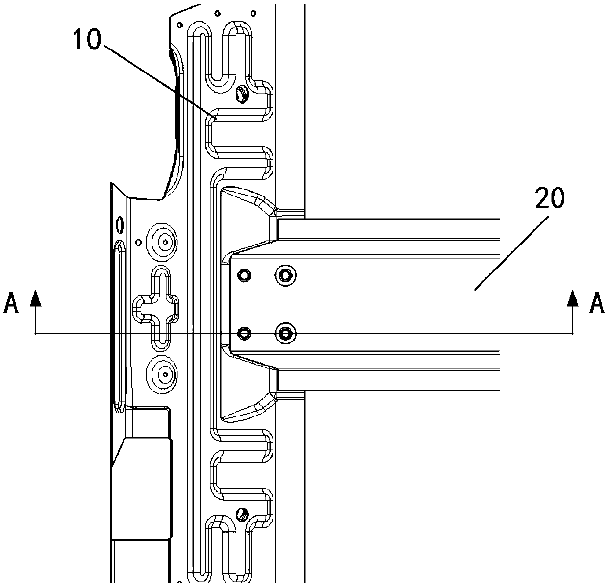 Automobile cross beam and longitudinal beam connecting structure assembly