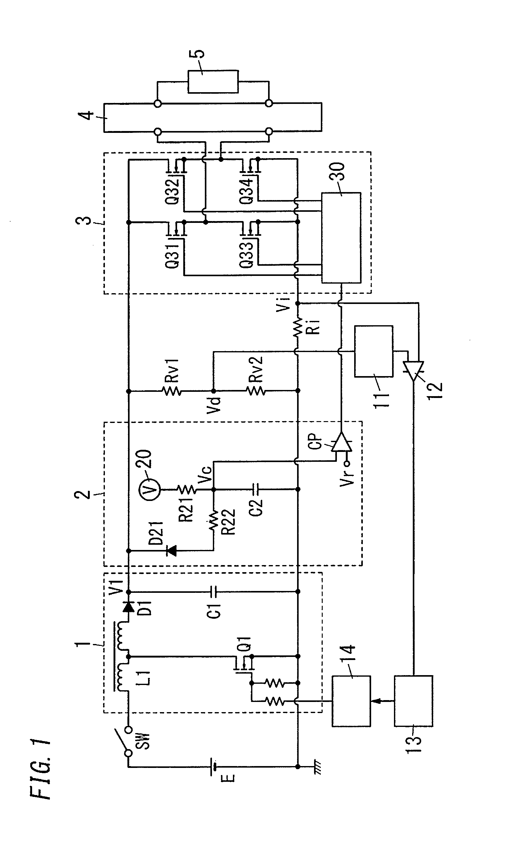 Power supply device and illumination device for vehicle using same