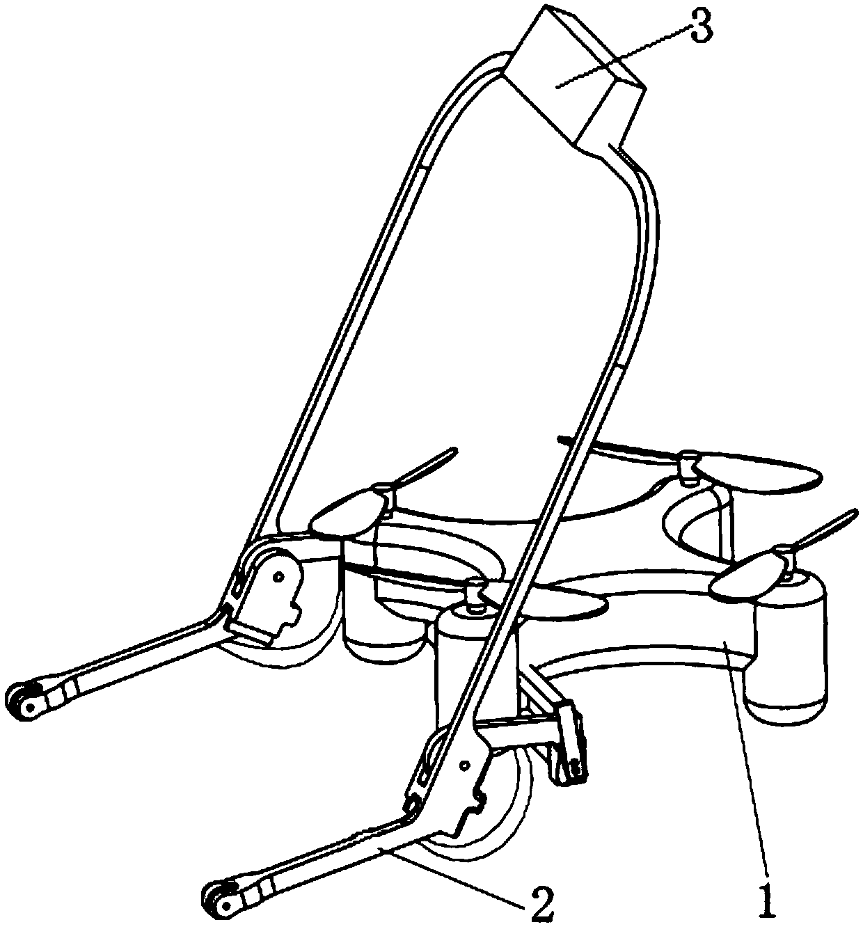 Four-rotor aircraft with wall surface landing and take-off function