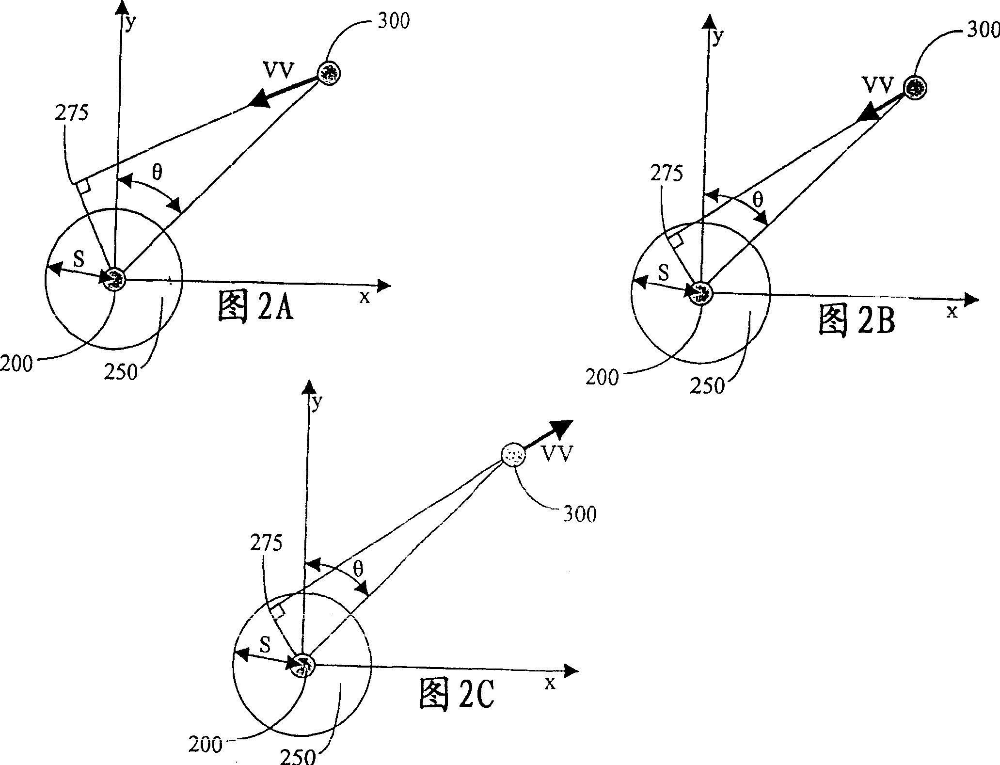 Method for determining conflicting paths between mobile airborne vehicles and associated system and computer software program product