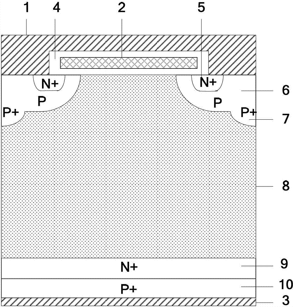 Insulated gate bipolar transistor (IGBT) with deep energy level impurity implantation