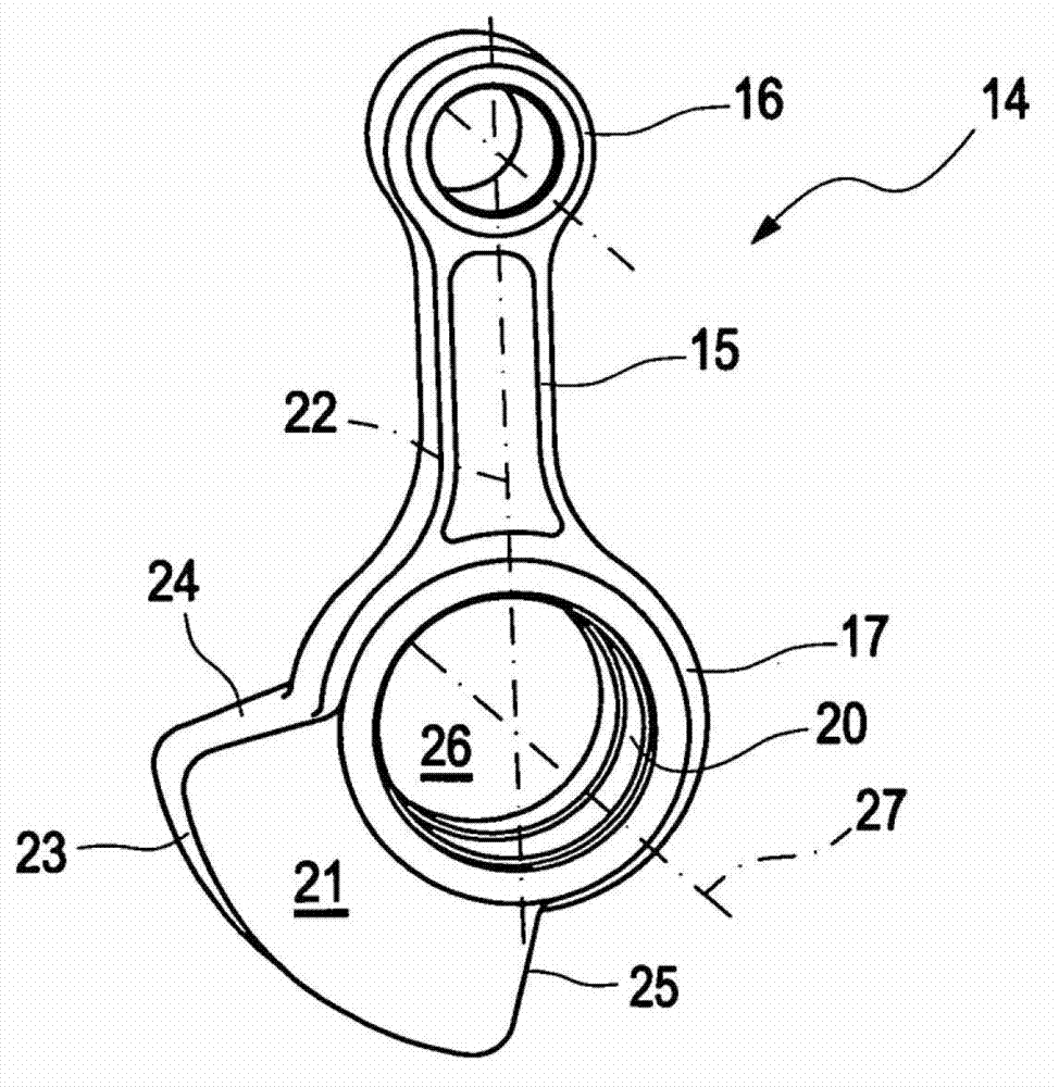 Internal combustion engine having a multi-joint crank drive and additional masses on articulated connecting rods of the multi-joint crank drive for damping free mass forces
