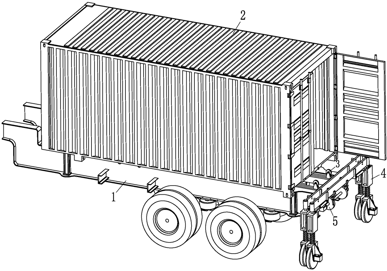 An easy unloading container semi-trailer