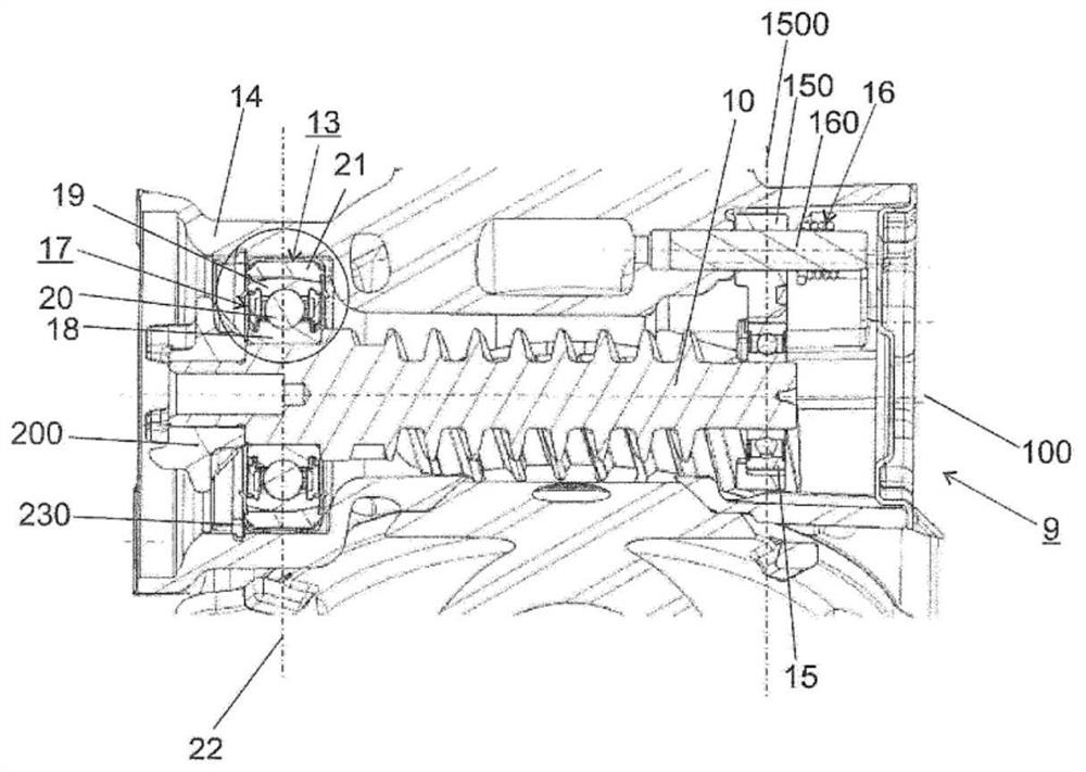 Electromechanical servo steering system with spring-loaded bearing arrangement