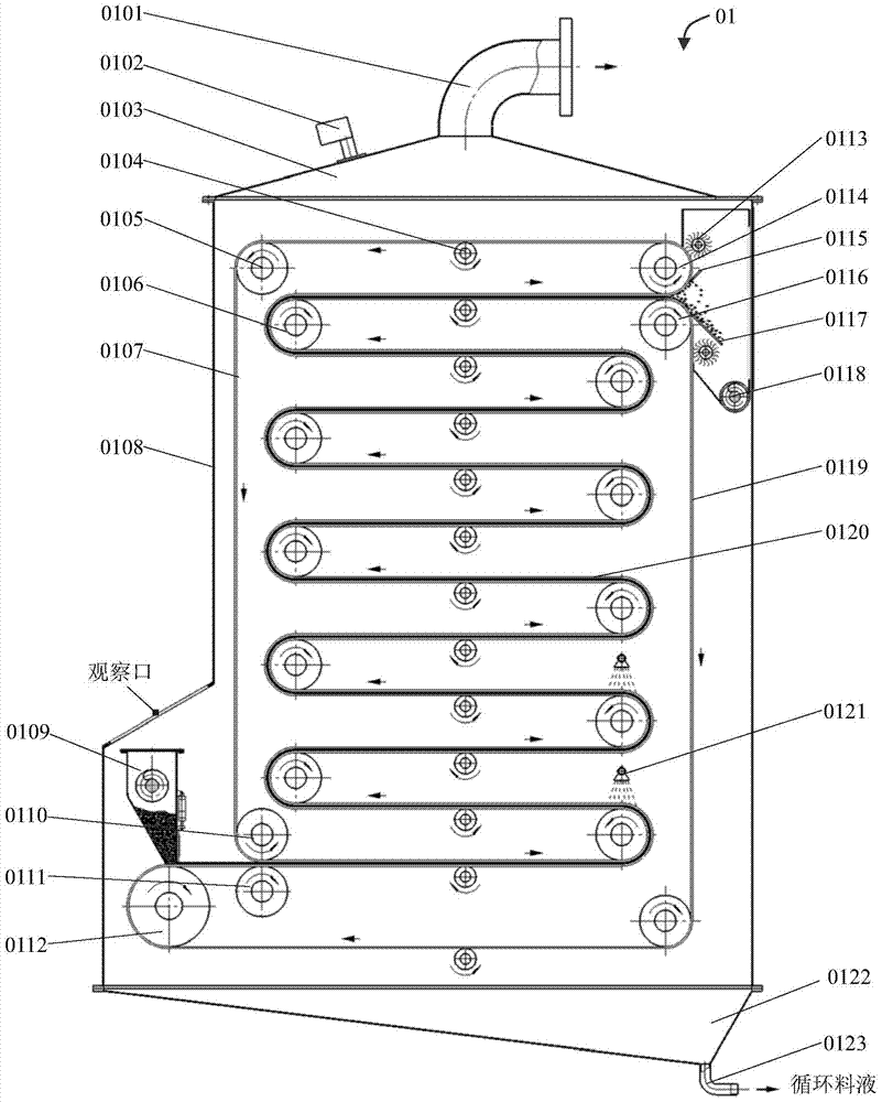 A continuous entrainment thin material layer microwave evaporation method and device