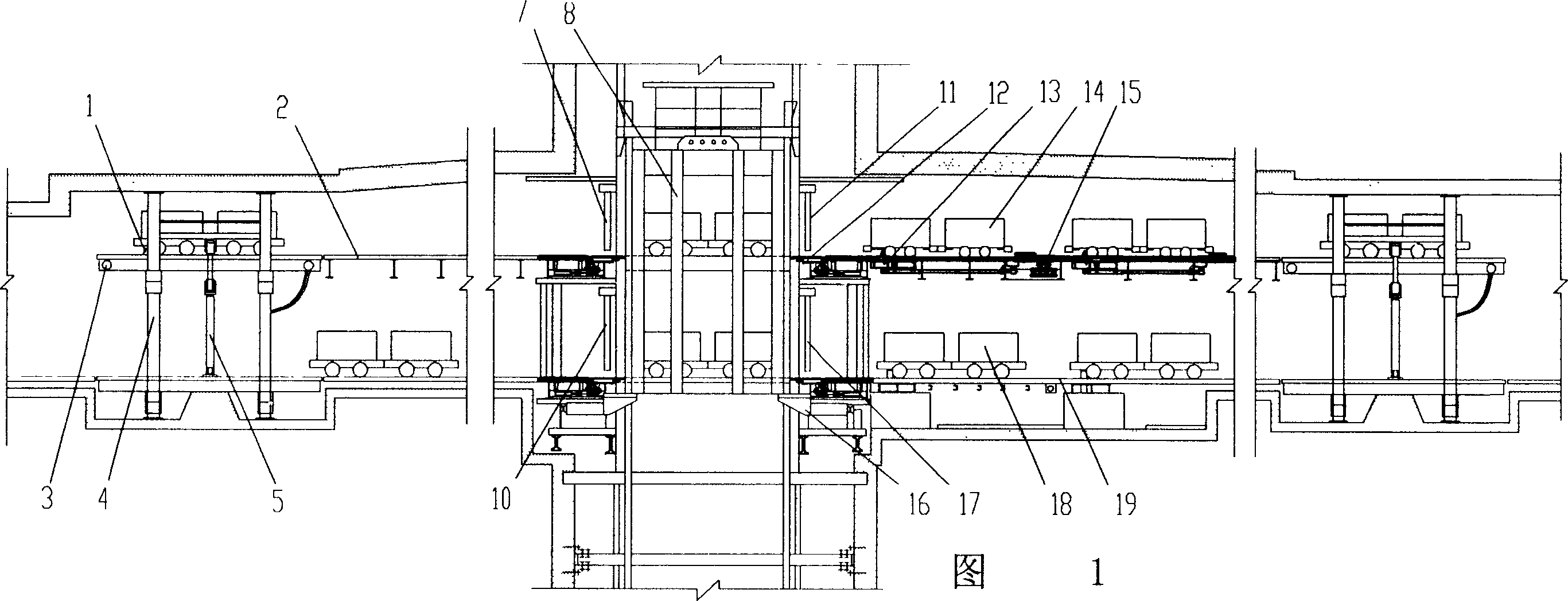 Control device for double-layer loading pot in mine shaft