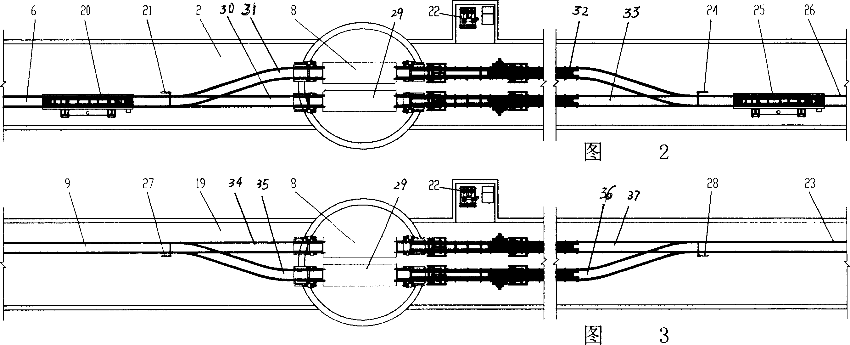 Control device for double-layer loading pot in mine shaft