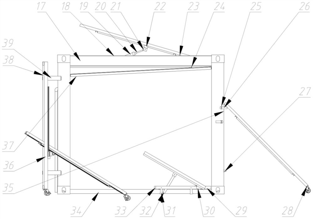 Container type solar panel unfolding device