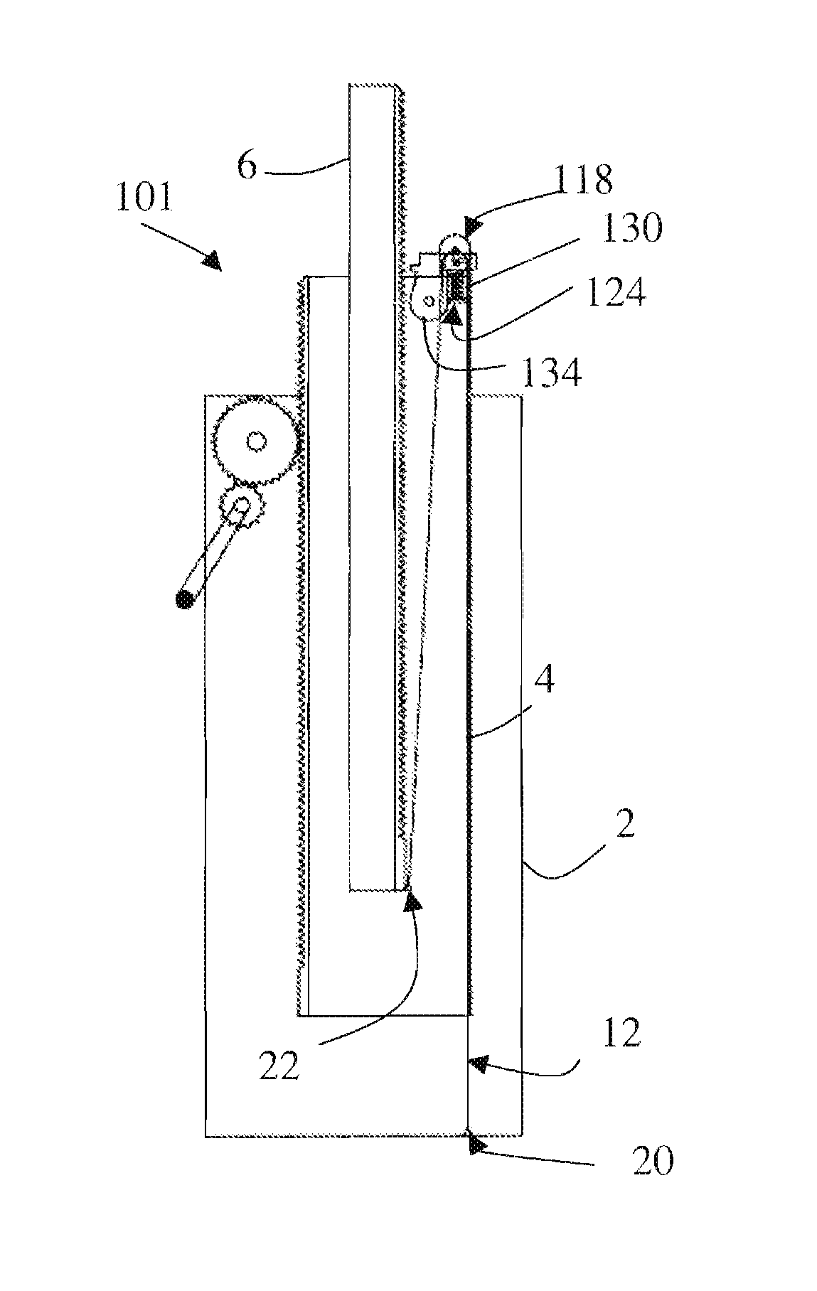Telescopic lifting device with safety strap