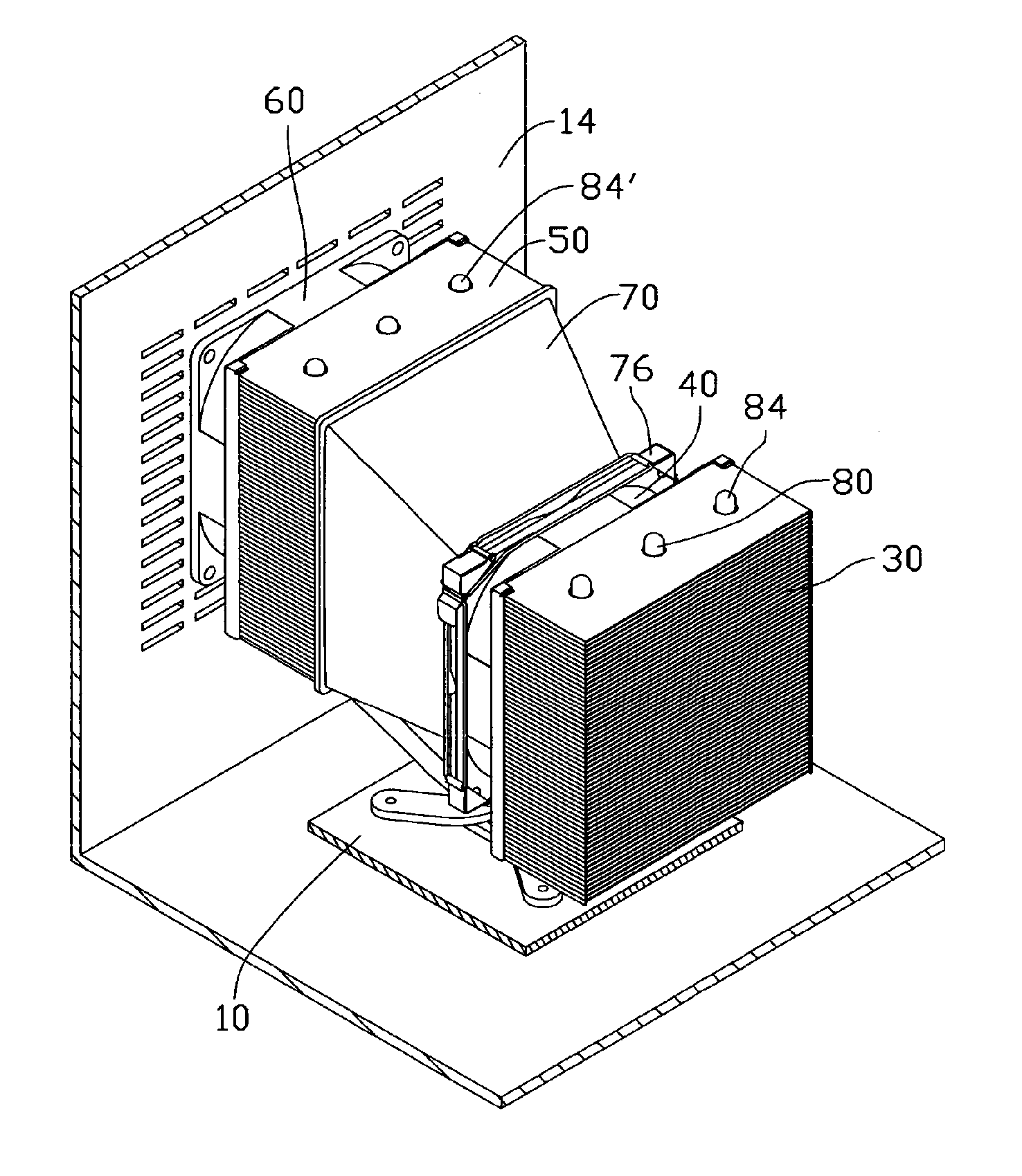 Electronic cooling system having a ventilating duct