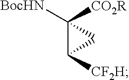 Difluoroalkylcyclopropyl amino acids and esters, and syntheses thereof