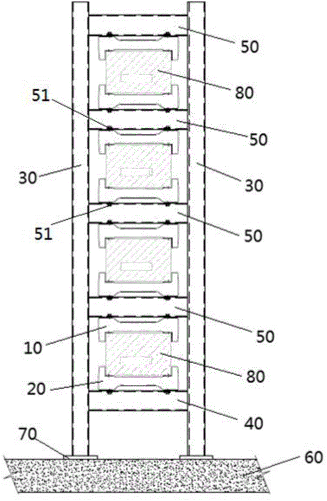 Horizontal multilayer gantry frame of volcanic rock inorganic mineral matter fully-poured bus