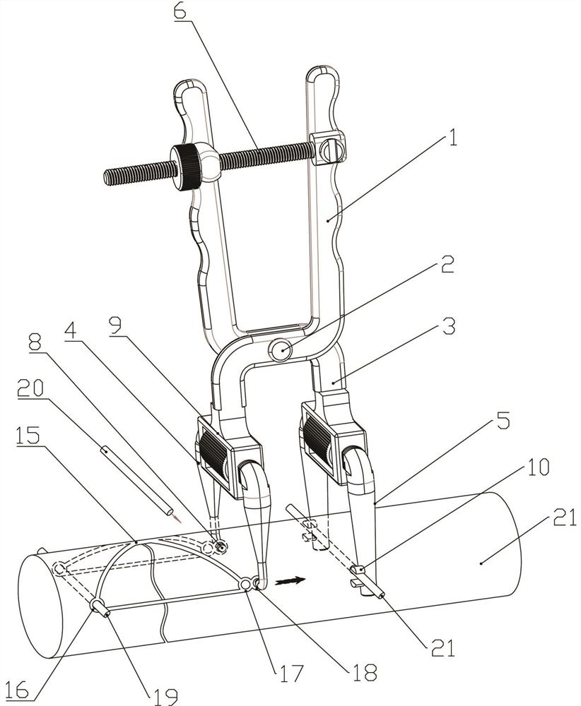 Strapping-free fixing axial tensioning clamp for fracture