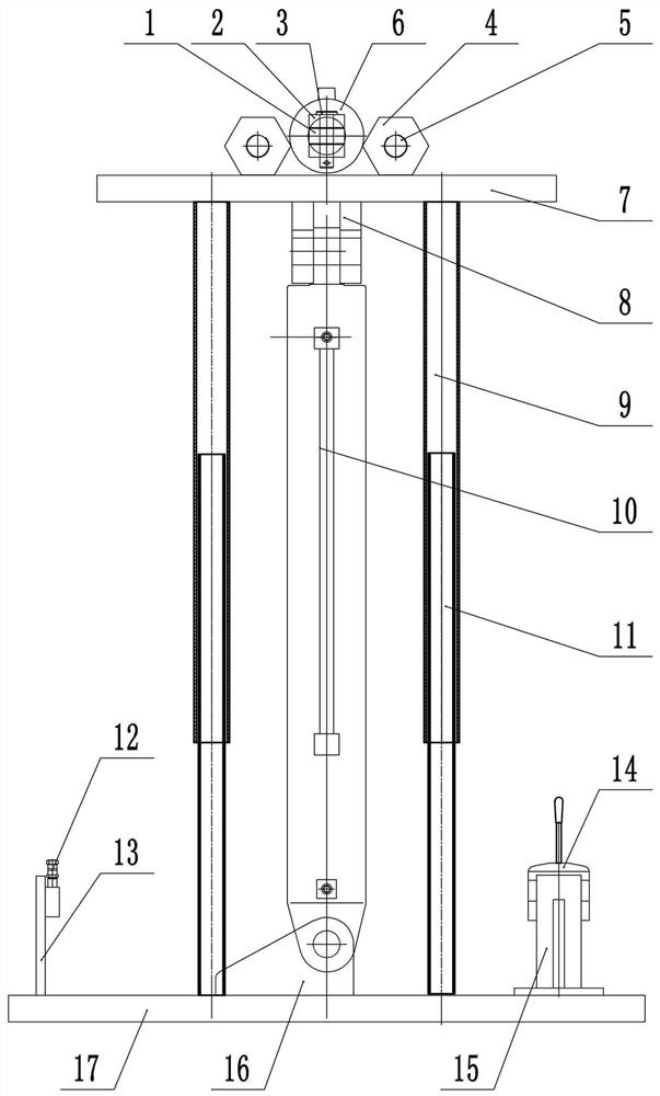 Hydraulic vertical hinge shaft dismantling device