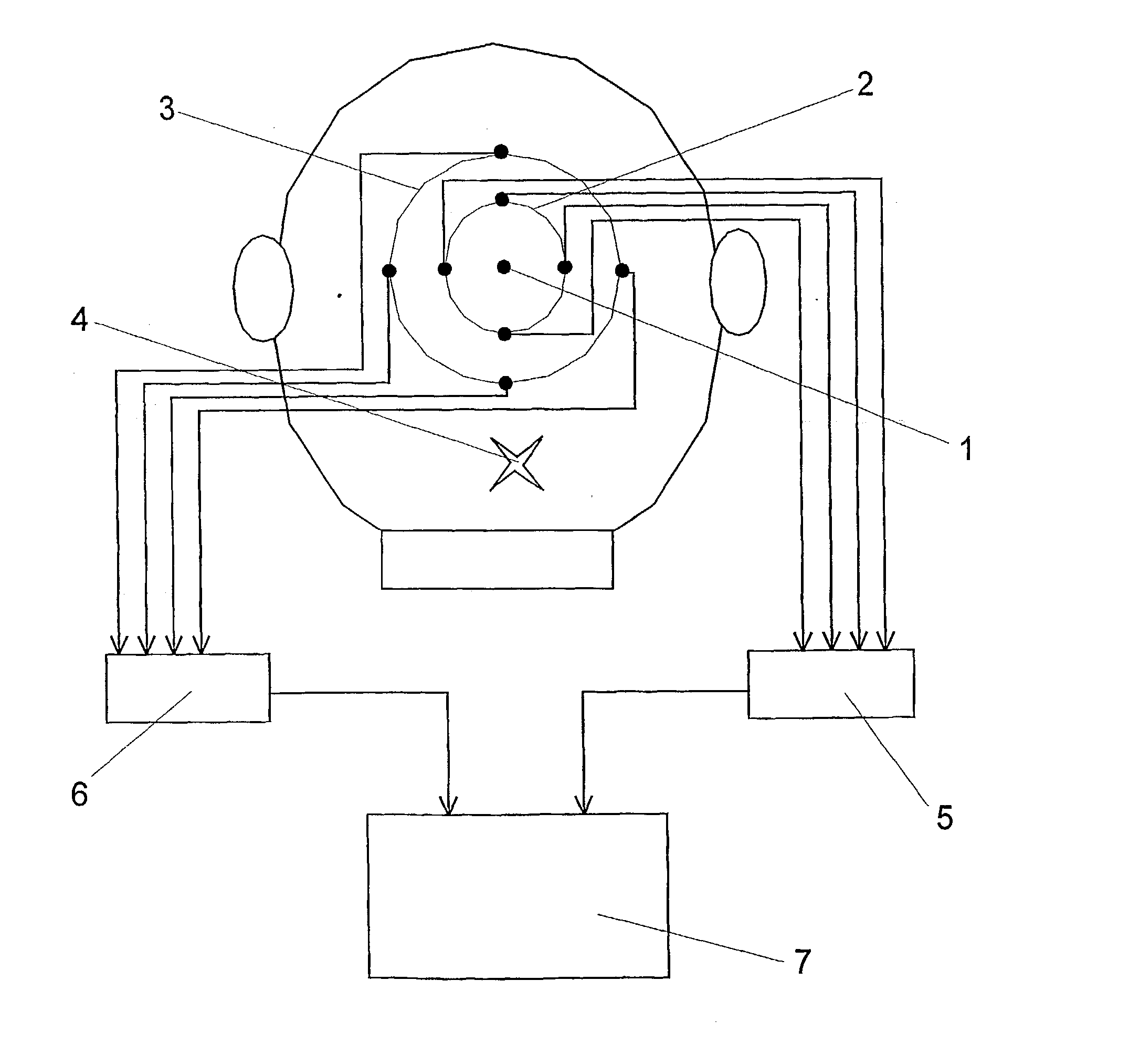 Device and method for carrying out spatially directed detection of an electroencephalogram