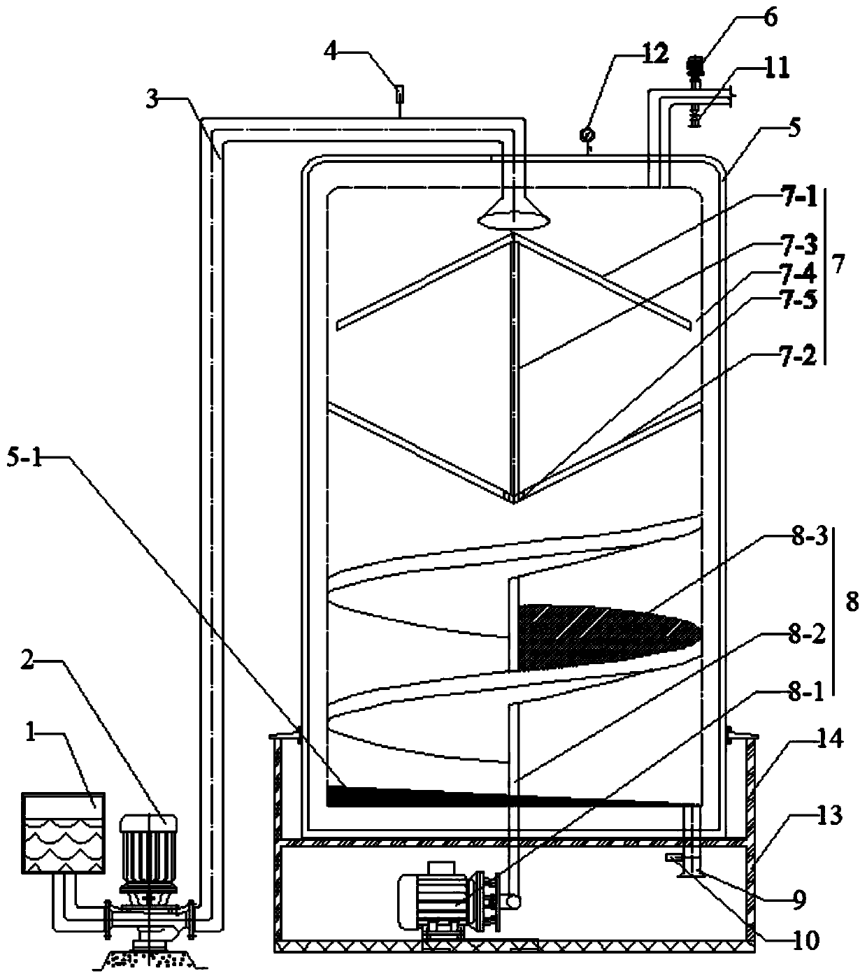 Vacuum defoaming device and defoaming method for high-viscosity liquid