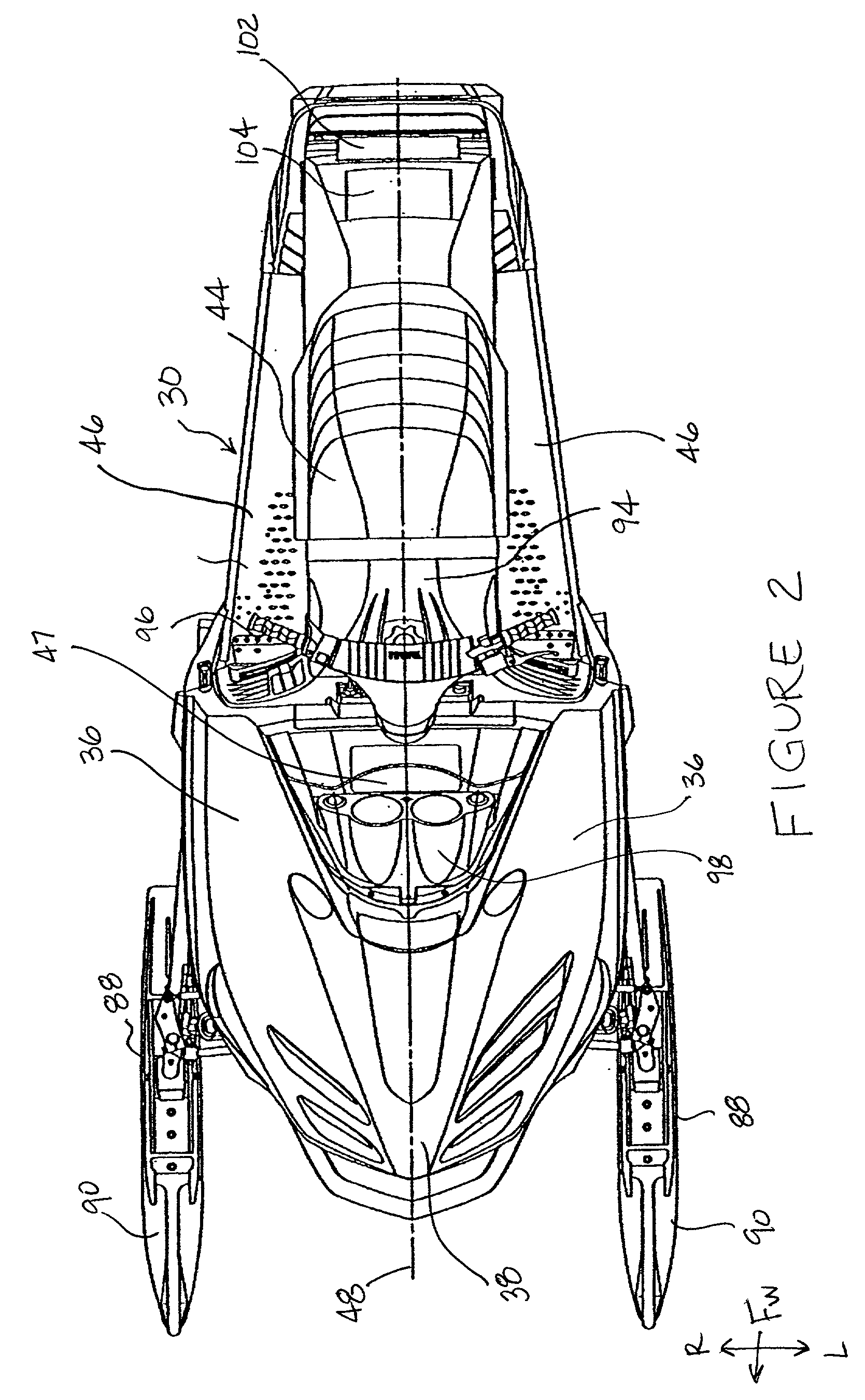 Lighted storage compartment for snowmobile