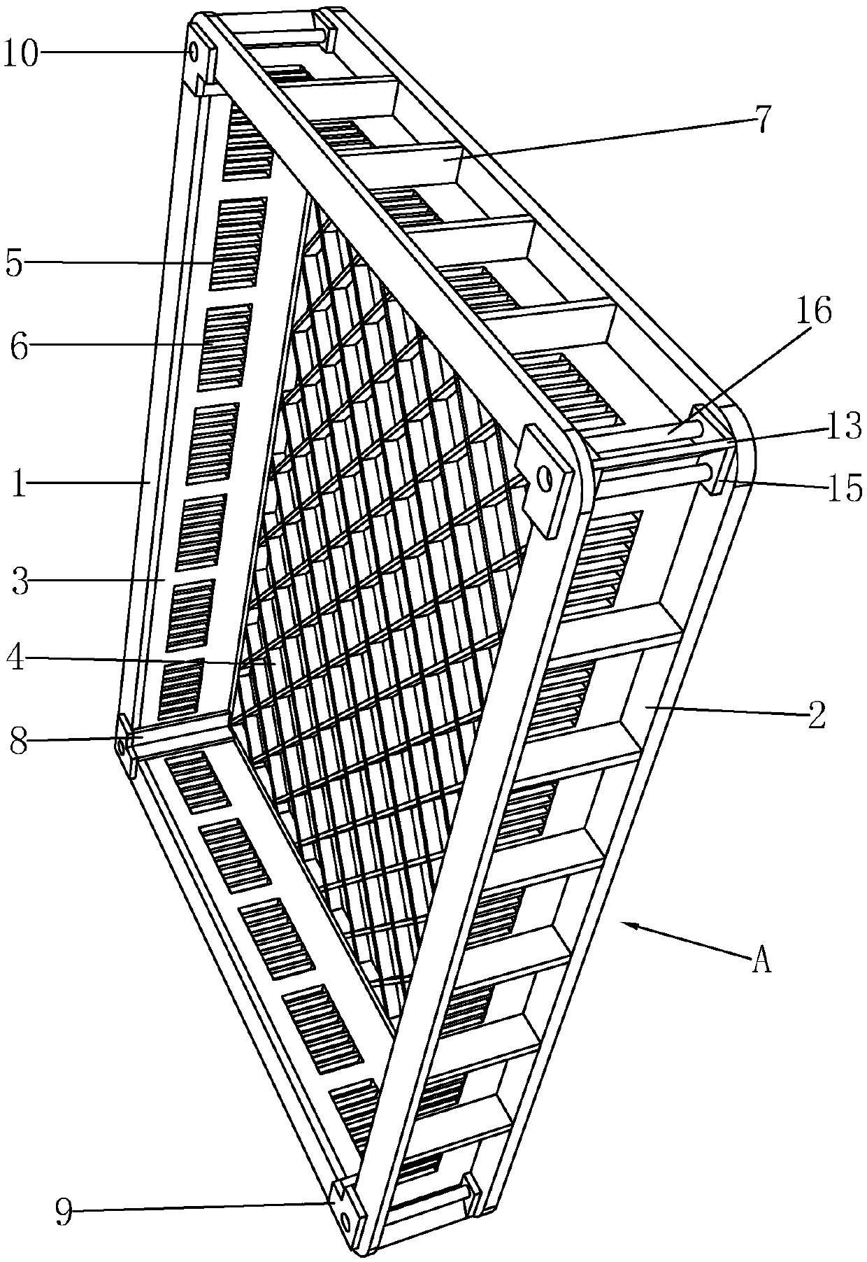 High-strength breeding frame and storage method thereof