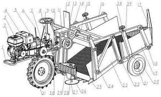 Self-propelled harvester for rhizome traditional Chinese medicinal materials