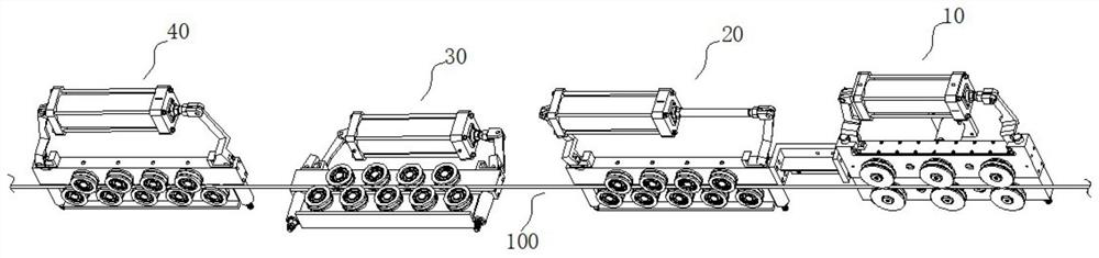 Threaded steel straightening device and straightening method