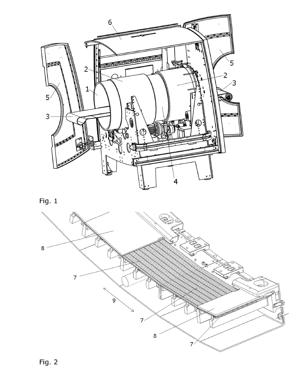 Ct-scanner with large detector pixels and/or hygienic design for continuous scanning