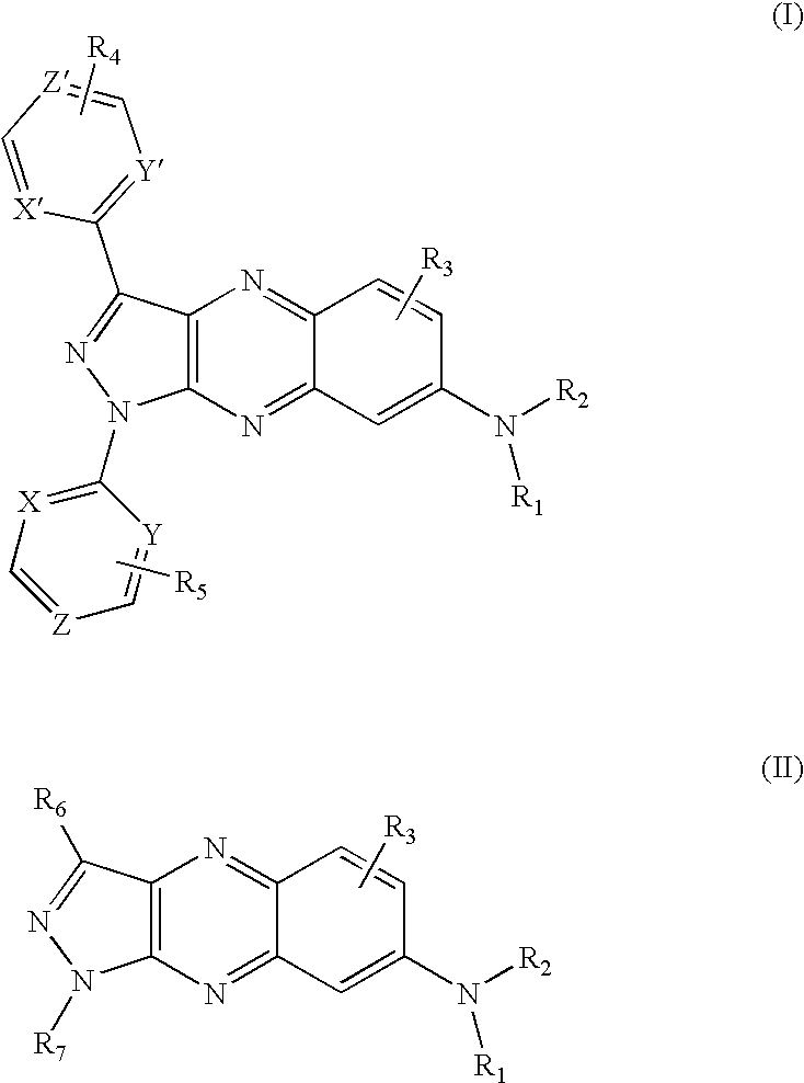 Organic electroluminescence devices using pyrazolo[3,4b]quinoxaline derivatives