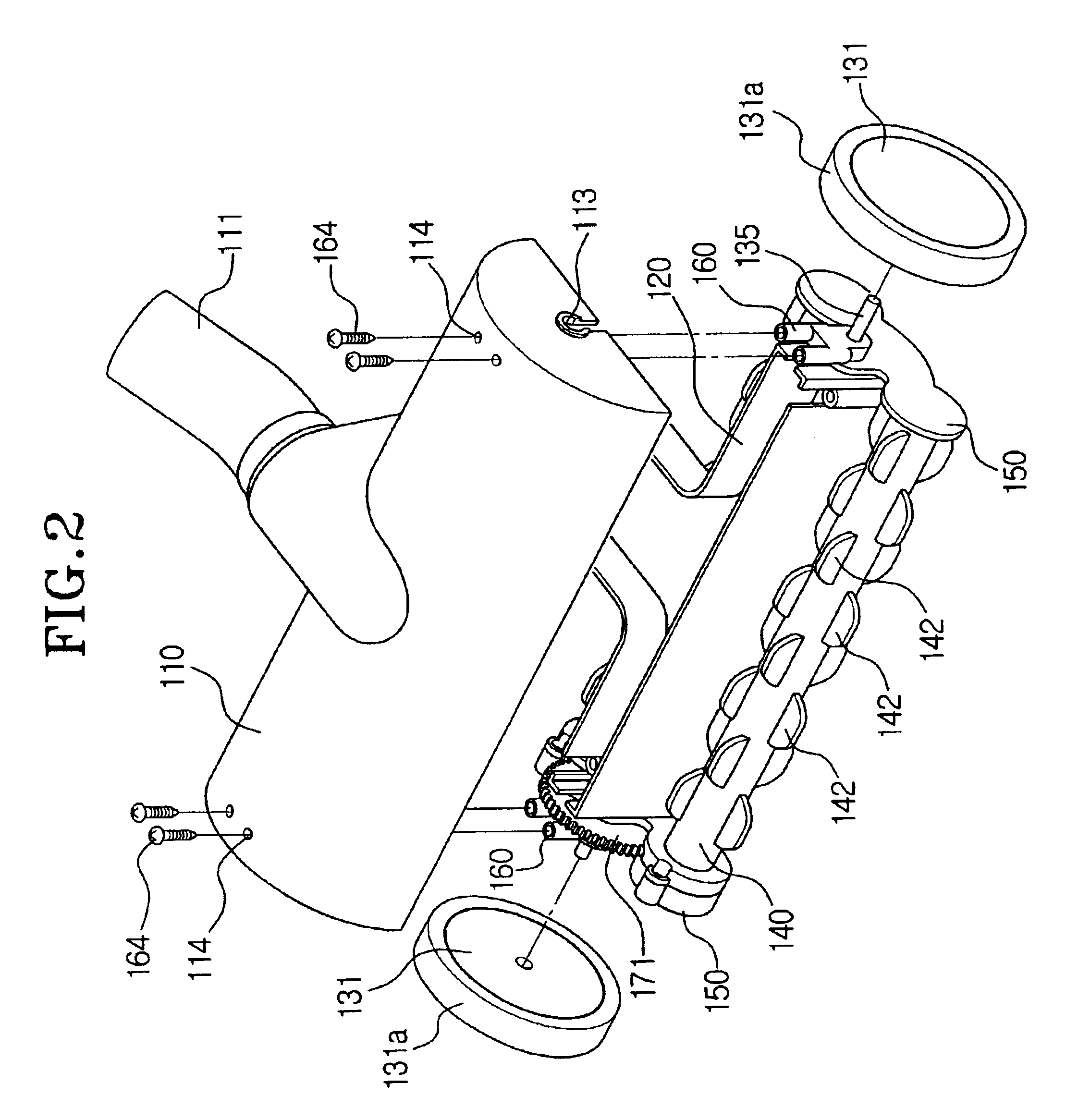 Suction brush assembly having rotation roller for sweeping dust