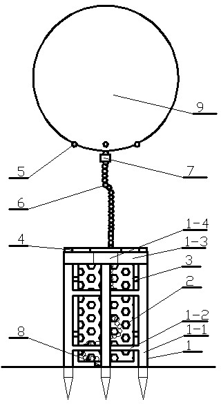 Fixing device applicable to sea floating ball