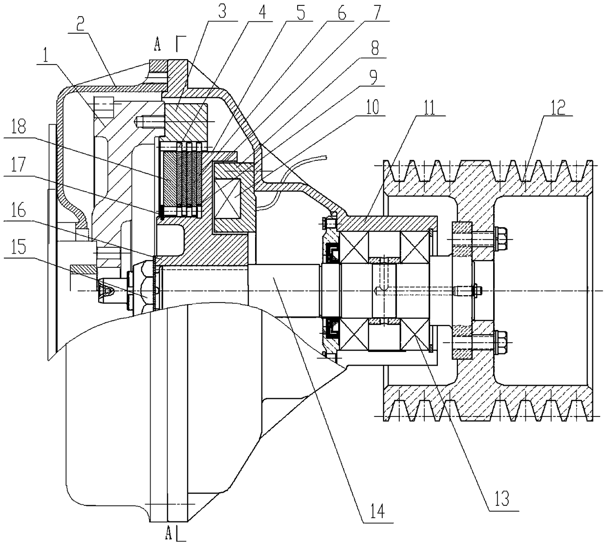 Agricultural machinery engine electromagnetic clutch