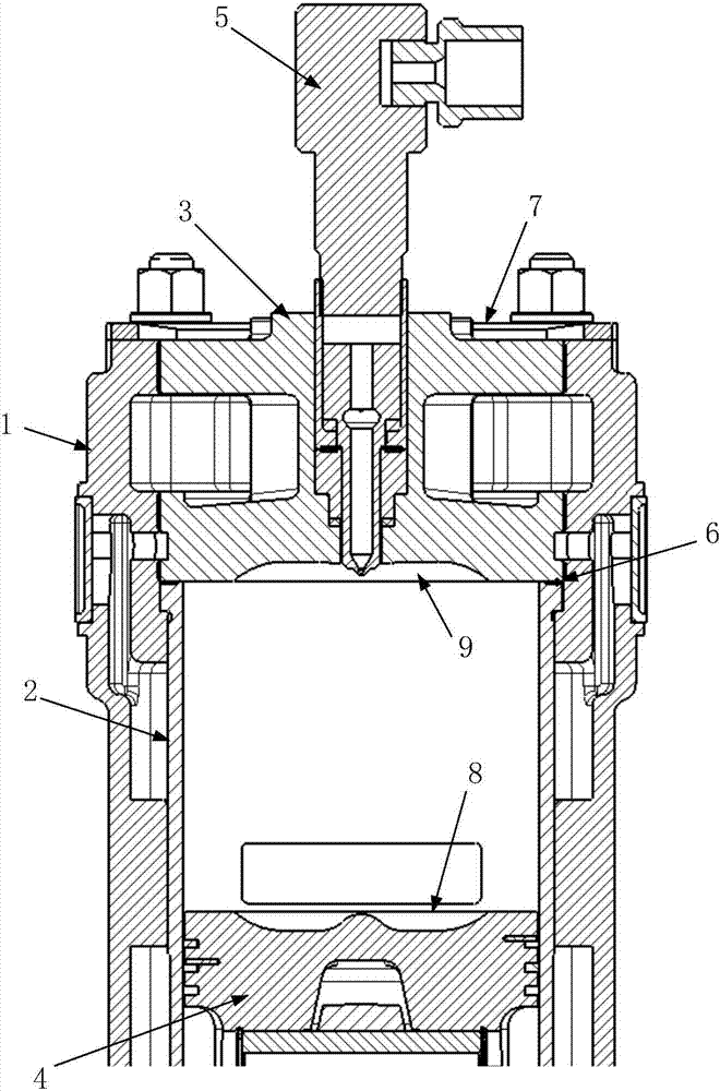 Combined type combustion chamber for two-stroke aviation heavy oil plunger engine