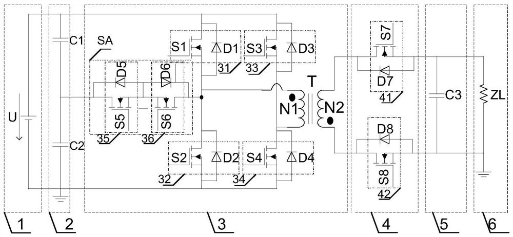 High-frequency isolation three-level inverter