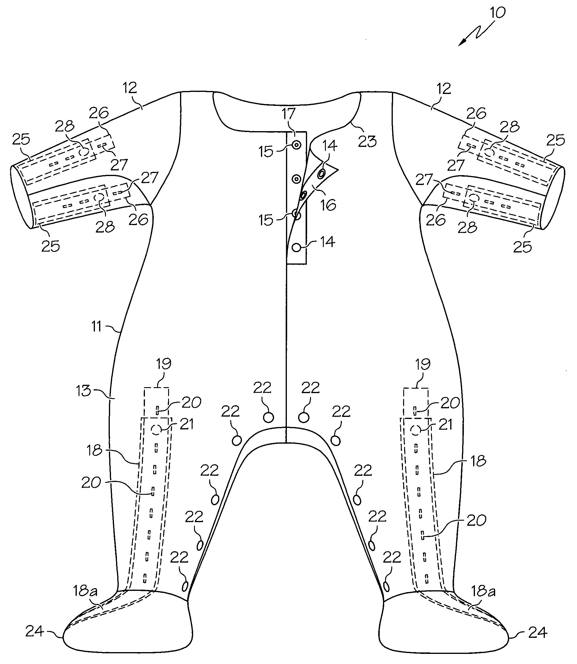 Expandable children garment with an improved adjustable feature
