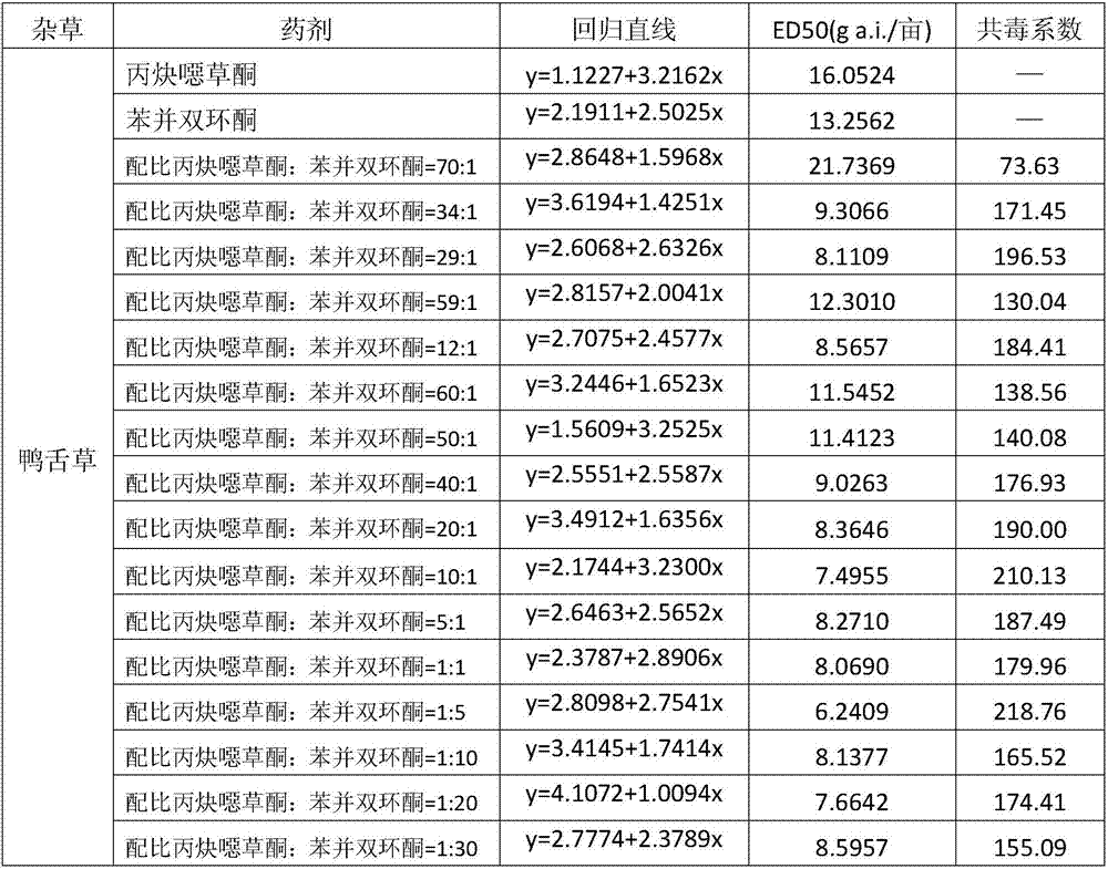 Weeding composition containing benzobicyclon and oxadiargyl and application of weeding composition