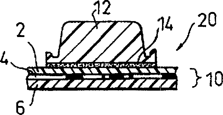 Button top, button switch part and manufacture thereof