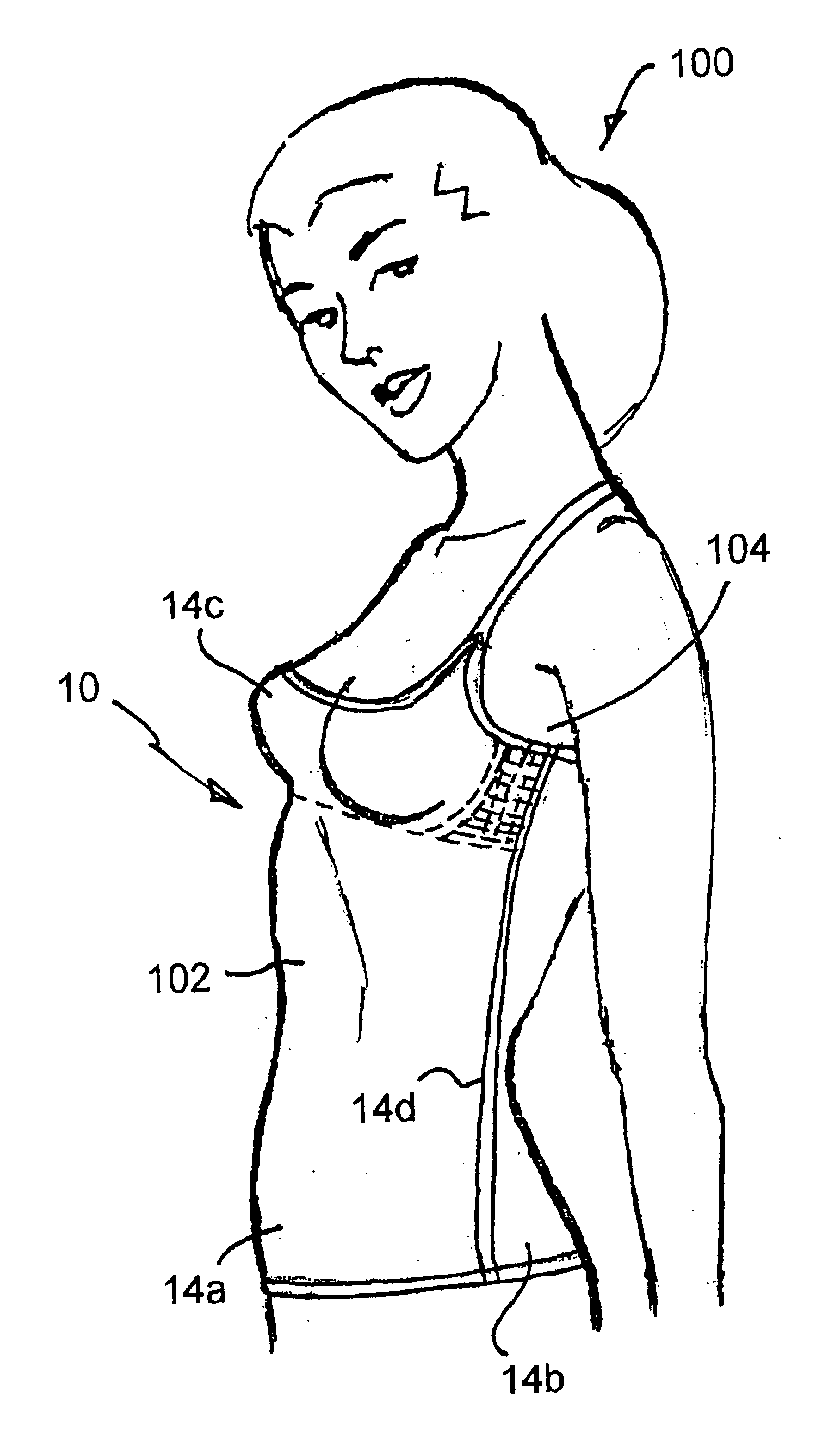 Garment with interior bra structure with side supports