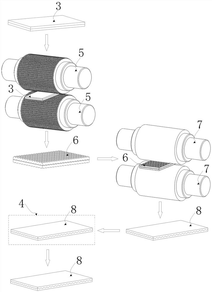 Method for rolling metal clad plate through double crossed corrugated rollers