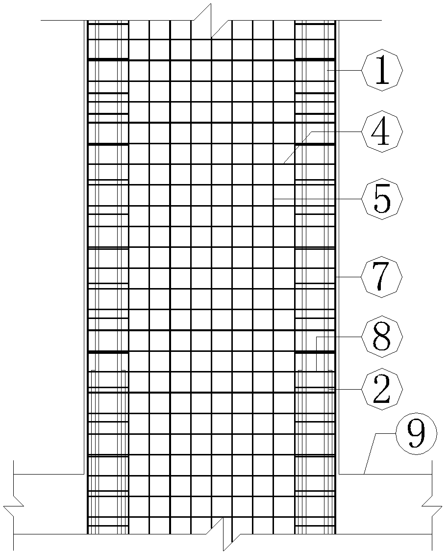 Manufacturing method of bottom double composite section steel shear wall with reinforced concrete frame and inside-hidden steel plate