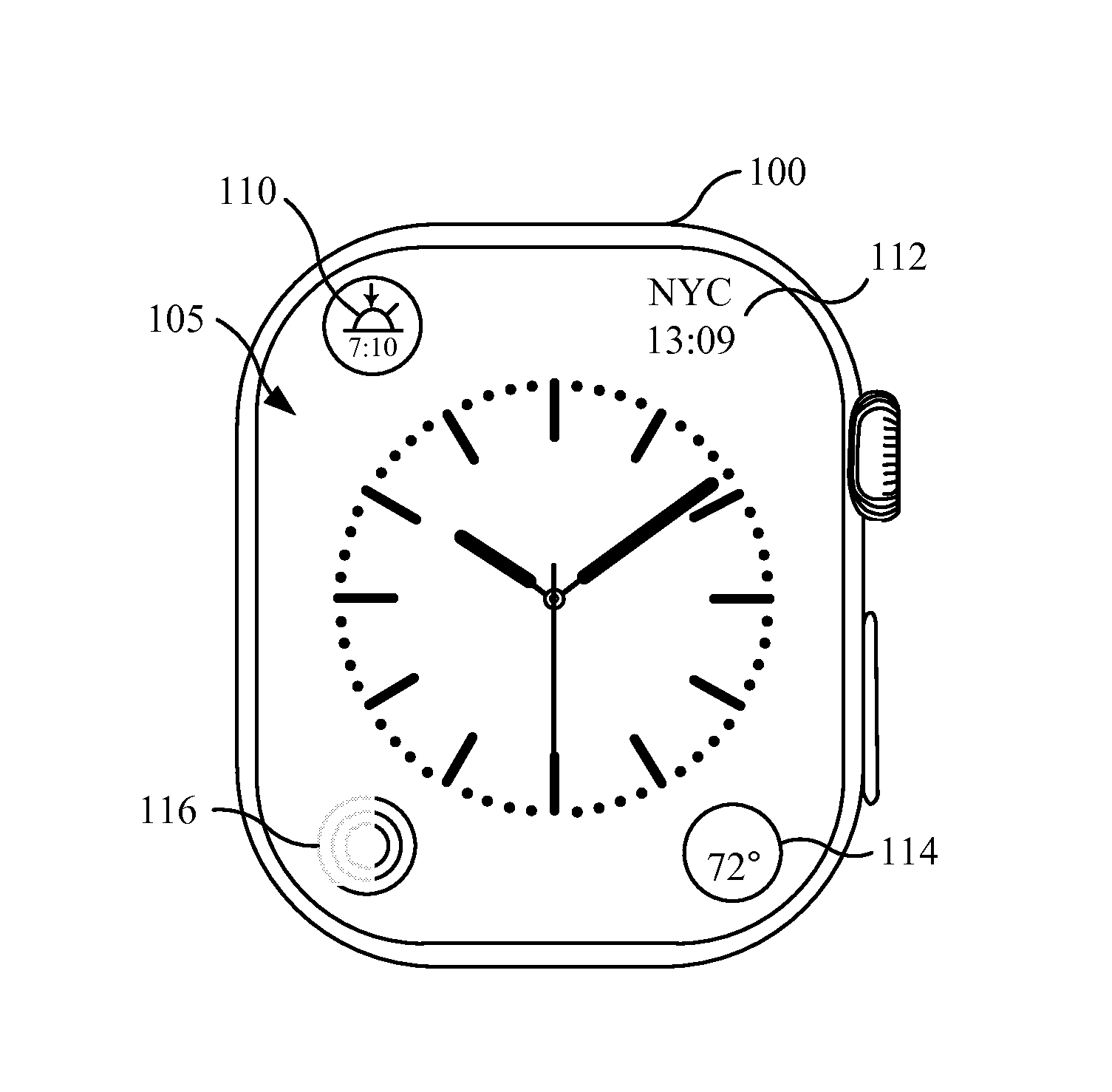 Api for specifying display of complication on an electronic watch