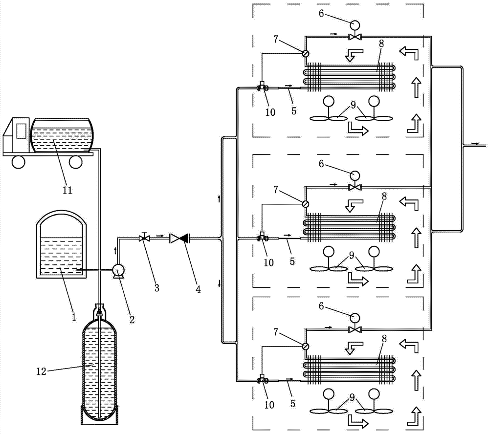 A method for improving the utilization efficiency of cooling capacity during liquefied natural gas gasification