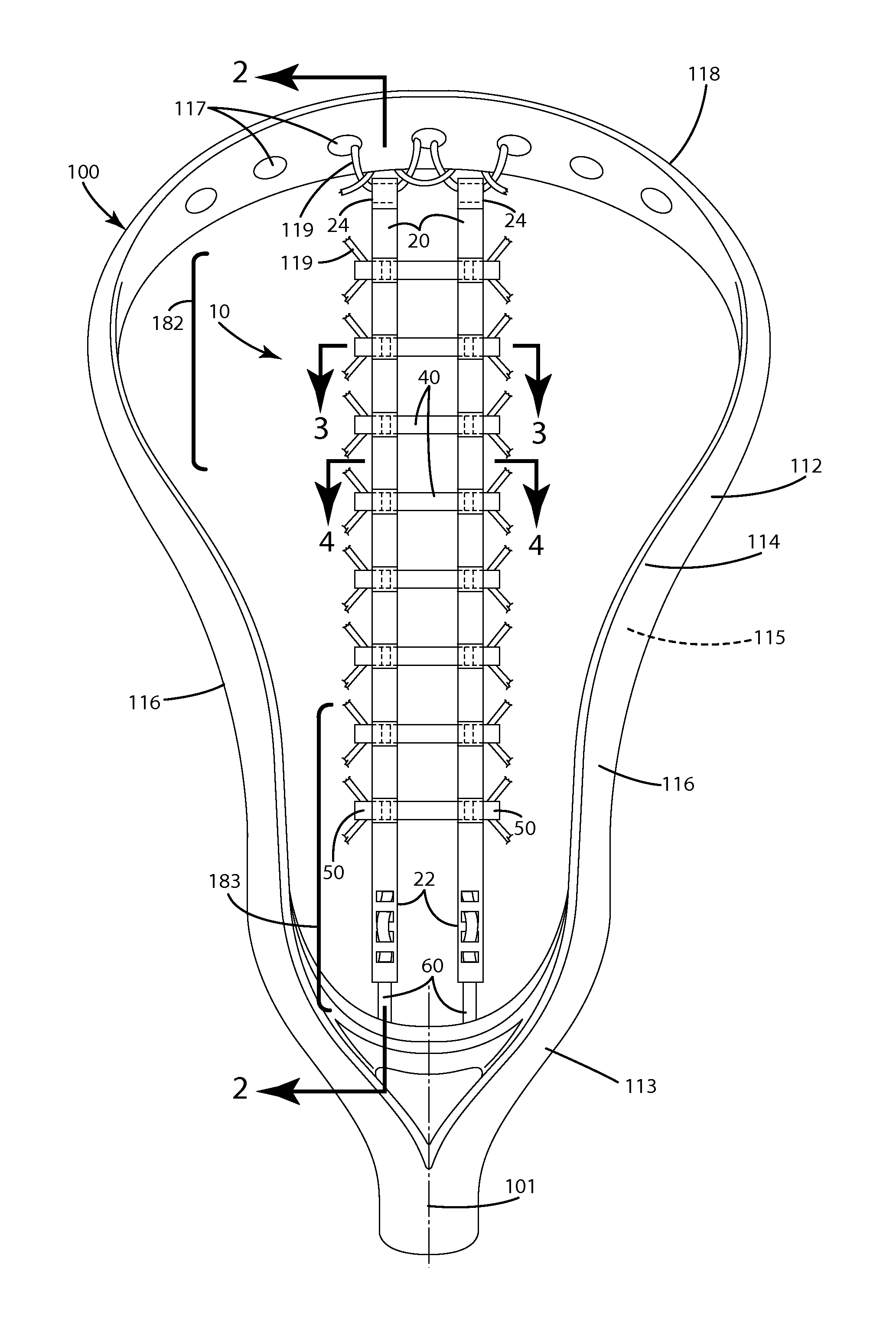 Lacrosse stick pocket and related method of manufacture