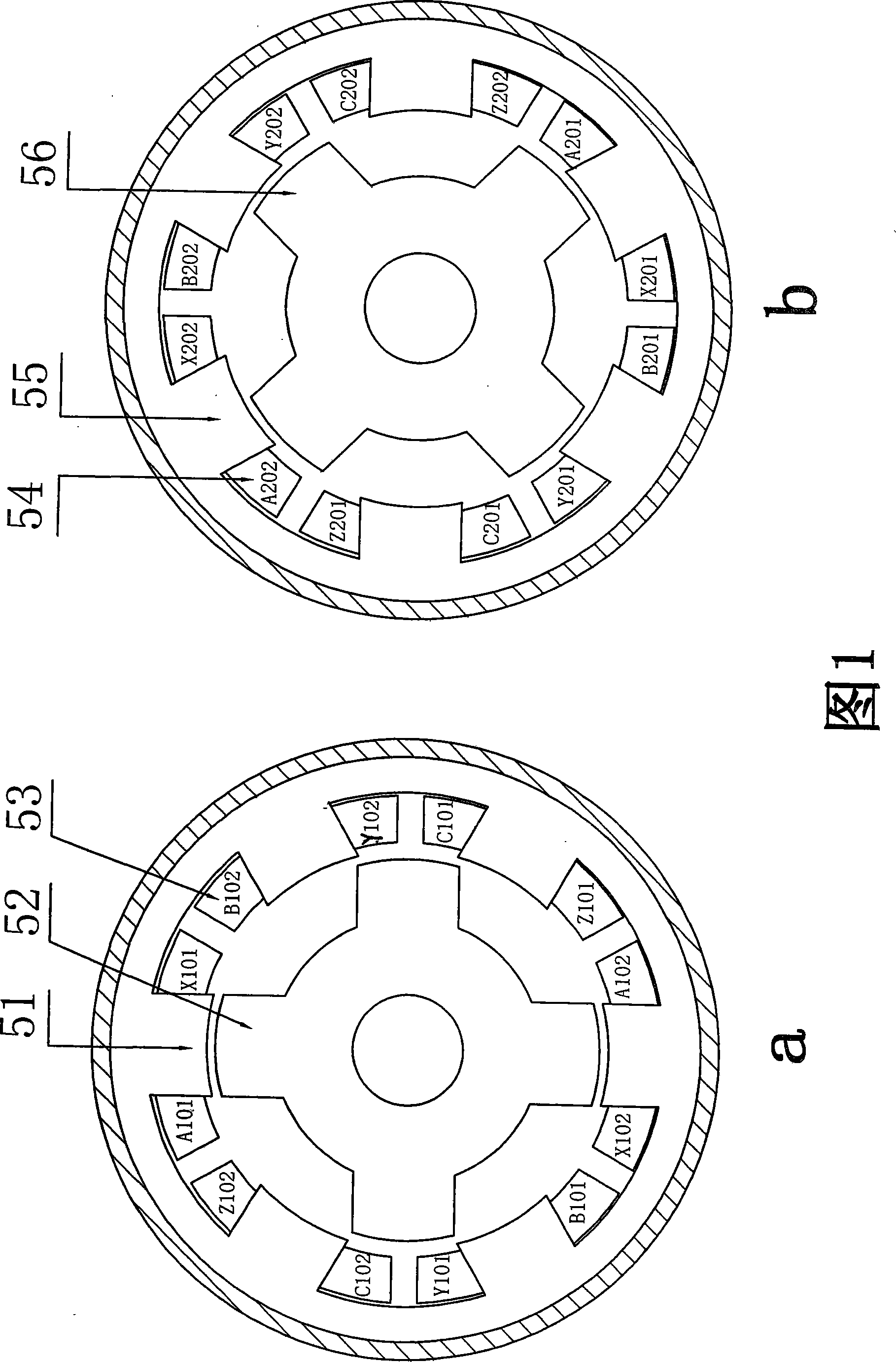 Switched reluctance motor with double stators and double rotors