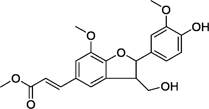 Medical uses of methyl (E)-3-[2-(4-hydroxy-3-methoxyphenyl)-3-hydroxymethyl-7-methoxy-2,3-dihydro-1-benzofuran-5-yl]-prop-2-enoate