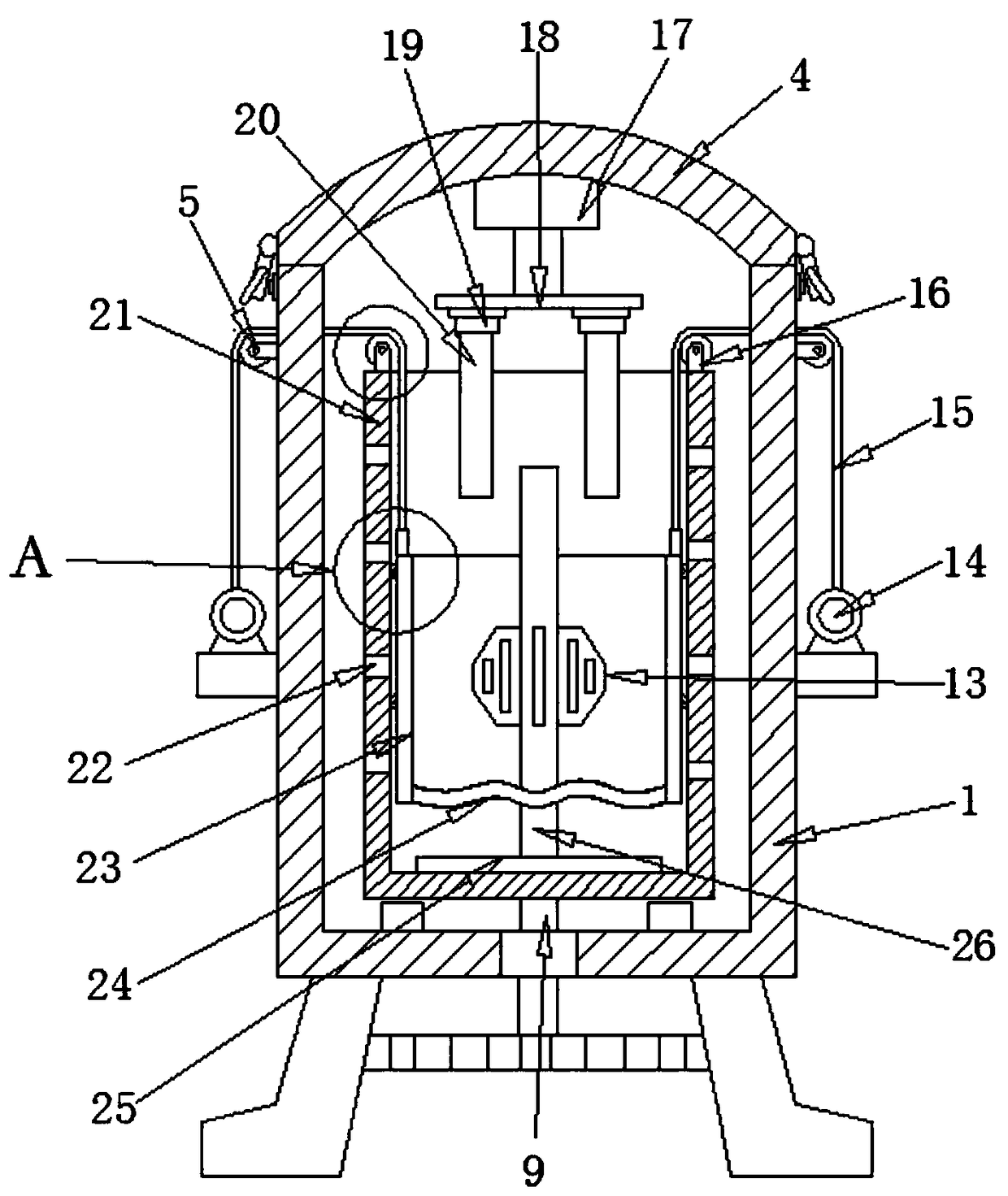 Electrolytic plate barrel plating device facilitated taking and discharging materials