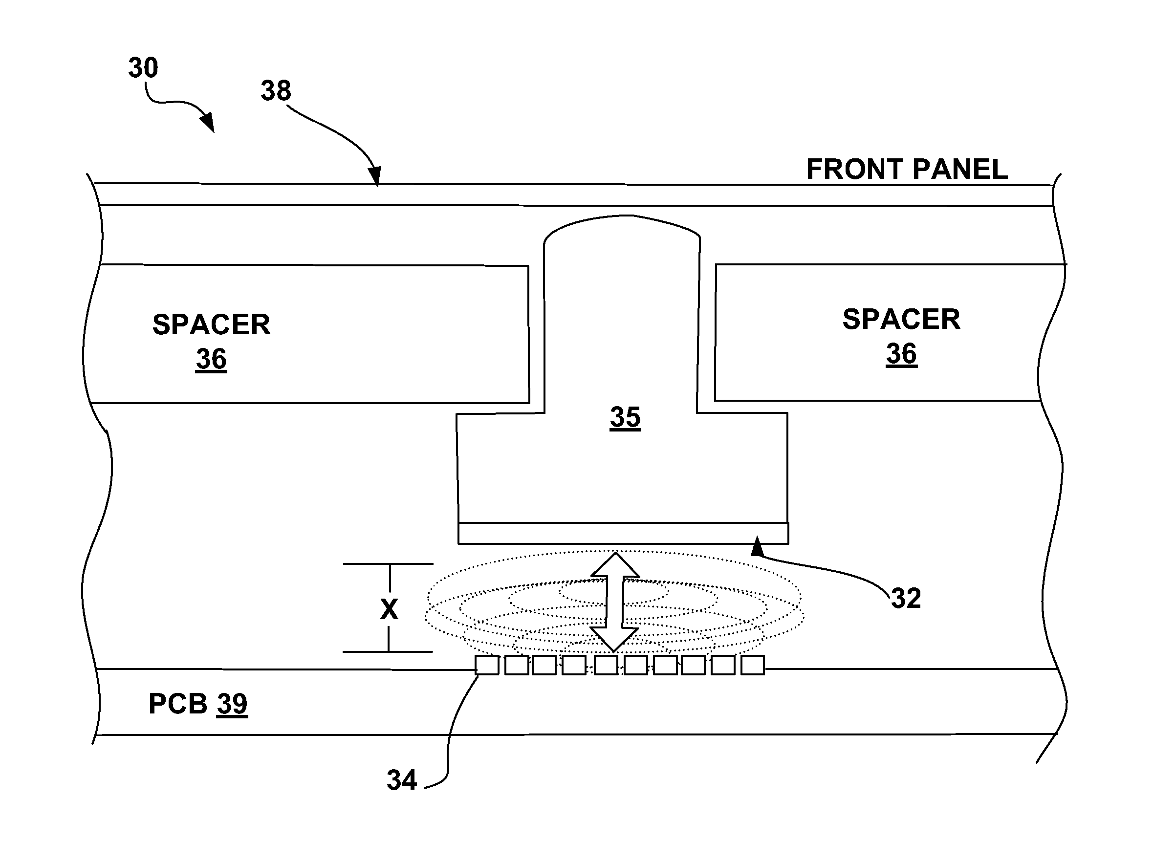 Inductive touch key switch system including a deflection translation mechanism