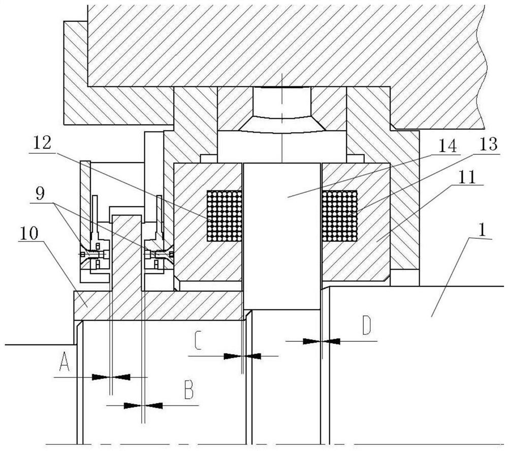 A method for adjusting the assembly clearance of magnetic bearings, auxiliary bearings and rotors